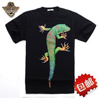 金属帝国个性3D立体动物系列男士夏季短袖T恤衫 蜥蜴壁虎变色龙