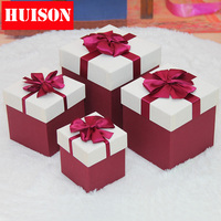 Huison圣诞礼品盒蝴蝶结礼盒员工礼品盒带盖子礼物盒圣诞节装饰品