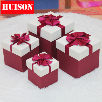Huison圣诞礼品盒蝴蝶结礼盒员工礼品盒带盖子礼物盒圣诞节装饰品