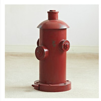 欧式黑色复古LOF家具高档圆桶形铁艺做旧个性红色消防栓垃圾桶