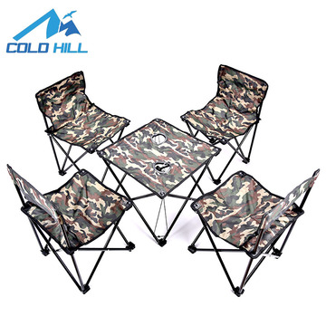 户外便携式休闲 折叠桌椅 迷彩帆布桌椅 5/五件套装野餐钓鱼桌椅