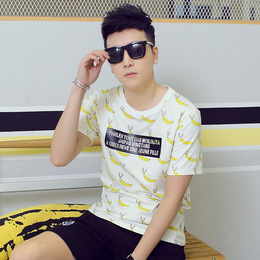 显瘦2016男士男装百搭韩版夏季新款男装卡通香蕉短袖T恤 广州实拍