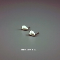 MISS MISS银饰随形系列 手工素银纯银拉丝水滴造型耳钉防过敏