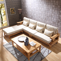 柏木现代中式纯实木贵妃沙发L型转角沙发可拆洗布艺沙发客厅家具