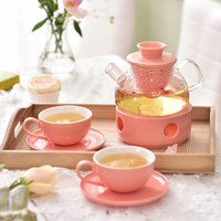 欧式水果花茶壶套装陶瓷茶具底座玻璃泡花果杯家用蜡烛加热煮茶壶