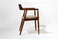 肯尼迪总统椅实木电脑椅设计师椅子真皮书桌椅简约靠背扶手木餐椅