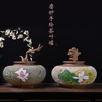 新中式创意陶瓷罐茶叶罐手工工艺品书房客厅办公室装饰品家居摆件
