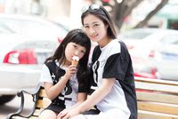 2015韩版女童夏装甜美可爱短袖T恤连衣裙纯棉黑白儿童亲子装裙子