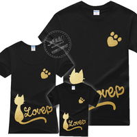 特价2016儿童礼物幼儿园亲子活动创意家庭装短袖T恤 幸福猫咪