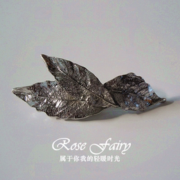 Rose Fairy 韩式森系银色清新树叶精致发夹弹簧夹