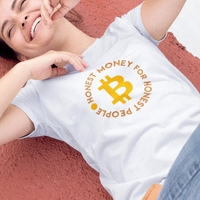 2017新款bitcoin比特币图案男女士极客geek圆领白色短袖T恤包邮
