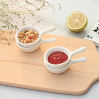 北欧陶瓷调味碟 日式ZAKKA调料碟 创意把手碟番茄酱油醋芥末小碟