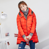 2016冬装新款休闲连帽啊羽绒服女短款韩版个性红色冬季女外套