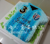 上海个性球迷生日蛋糕 创意蓝色申花队服球衣蛋糕速递配送上门