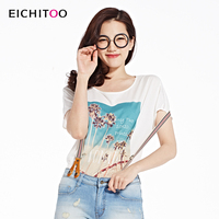 爱居兔2015夏季新品女装都市时尚印花短袖T恤ENTBJ2F047A