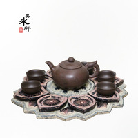 中式装饰 荷花茶盘 茶具树脂茶台 古典装潢用具 会所茶楼特色用具