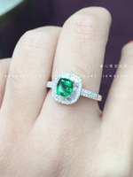 沙佛莱宝石戒指 18k白金钻石女戒 绿宝石指环