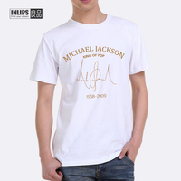 直销创意白色简洁字母印花纪念摇滚迈克尔杰克逊 纯棉圆领短袖T恤