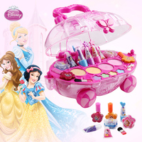 正品迪士尼公主化妆车彩妆盒儿童玩具女孩化妆品套装女生礼品礼物