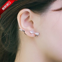 韩国进口耳环丘比特的箭耳环右耳单个镶水钻心形弓箭形耳环代购