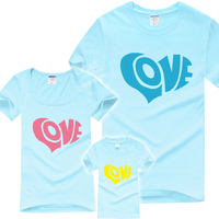 2016夏季儿童节创意实用家庭装一家三口亲子装棉短袖圆领T恤 LOVE