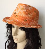 2015春夏新款女帽 精致蕾丝花边礼帽 亮片装饰遮阳帽 小卷边帽