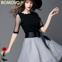 Bomovo2015早秋新款欧美高端大牌蓬蓬裙两件套连衣裙秋装气质女装