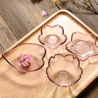 出口日本料理小碟子创意日式樱花味碟玻璃碟子粉色酱料碟醋碟筷架