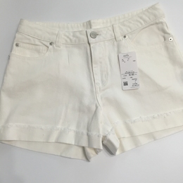 出口日本订单 2016年夏季 新款 薄款翻折白色纯棉防牛仔短裤