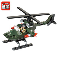 启蒙军事战斗直升飞机士兵人仔 益智组装拼装塑料拼插积木玩具806