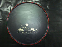 日本原装进口 玉兔奔月圆形塑料托盘（木纹 印花）