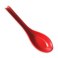 批发仿瓷密胺饭勺餐具红黑色双色勾勺调羹汤勺小直勺长勺