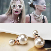 欧美时尚百搭珍珠耳钉主打款前后珍珠双面都可佩戴两用潮女人耳饰