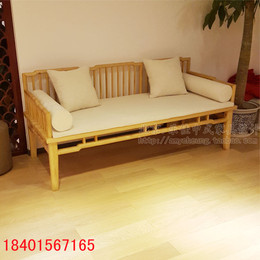 老榆木现代新中式实木家具梳背式罗汉床原木床榻中式木质沙发古典