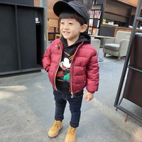 冬款童装新款 韩版男童纯色圆标棉衣 中小童短款儿童棉衣