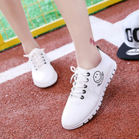 17新款学生白色运动鞋子女平底笑脸小白鞋韩版春季单鞋休闲跑步鞋