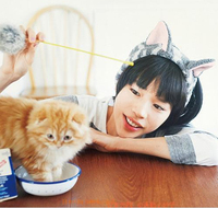 日本单 立体猫耳朵家居化妆软绵绵束发带洗脸发箍 忽然变成猫