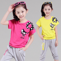 春夏童装女童夏装2015新款儿童韩版套装中大童短袖休闲运动两件套