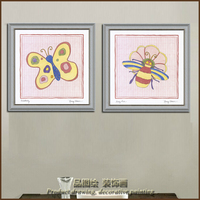 卡通蜜蜂蝴蝶 儿童乐园 可爱挂画 品图绘 正宗画芯 Q版风格小孩画