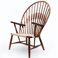 实木孔雀椅  北欧简约休闲设计师创意水曲柳椅 复古咖啡洽谈餐椅