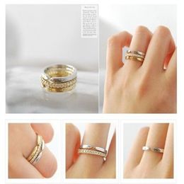 韩版多层镶钻组合戒指三层可分拆时尚个性饰品