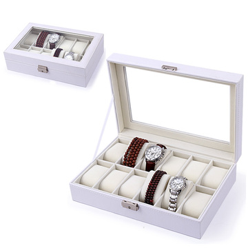 白色12格位手表盒高档手表收纳盒柜台展示箱首饰收纳盒定订制批发