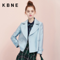 KBNE 2016秋装新款韩版简约时尚百搭气质西装领短风衣小外套女
