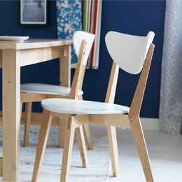 鼎尊家居 宜家诺米拉餐椅 简约现代韩式文艺白色实木椅餐椅包邮