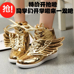 冲钻特价学生新款女鞋金色银色内增高带翅膀街舞必备运动女鞋推荐