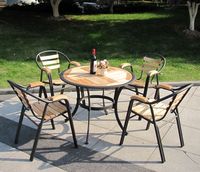 【新款】正品户外铸铁柚木休闲桌椅庭院木桌家具咖啡纯实木桌椅