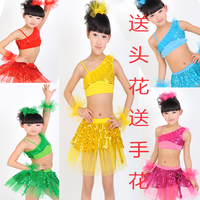 六一儿童节幼儿舞台表演演出服装拉丁现代分体女亮片纱裙舞蹈裙服
