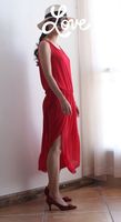 原创设计高端定制 中国红大红色 100%桑蚕丝飘逸双层真丝连衣裙