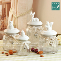 欧式创意玻璃密封罐糖果零食收纳罐子茶叶罐厨房干果杂粮储物罐