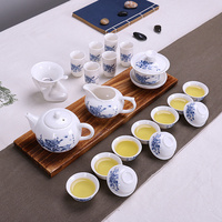 德化玉白瓷精品功夫茶具整套装盖碗壶公道海品茗闻香茶杯家用包邮